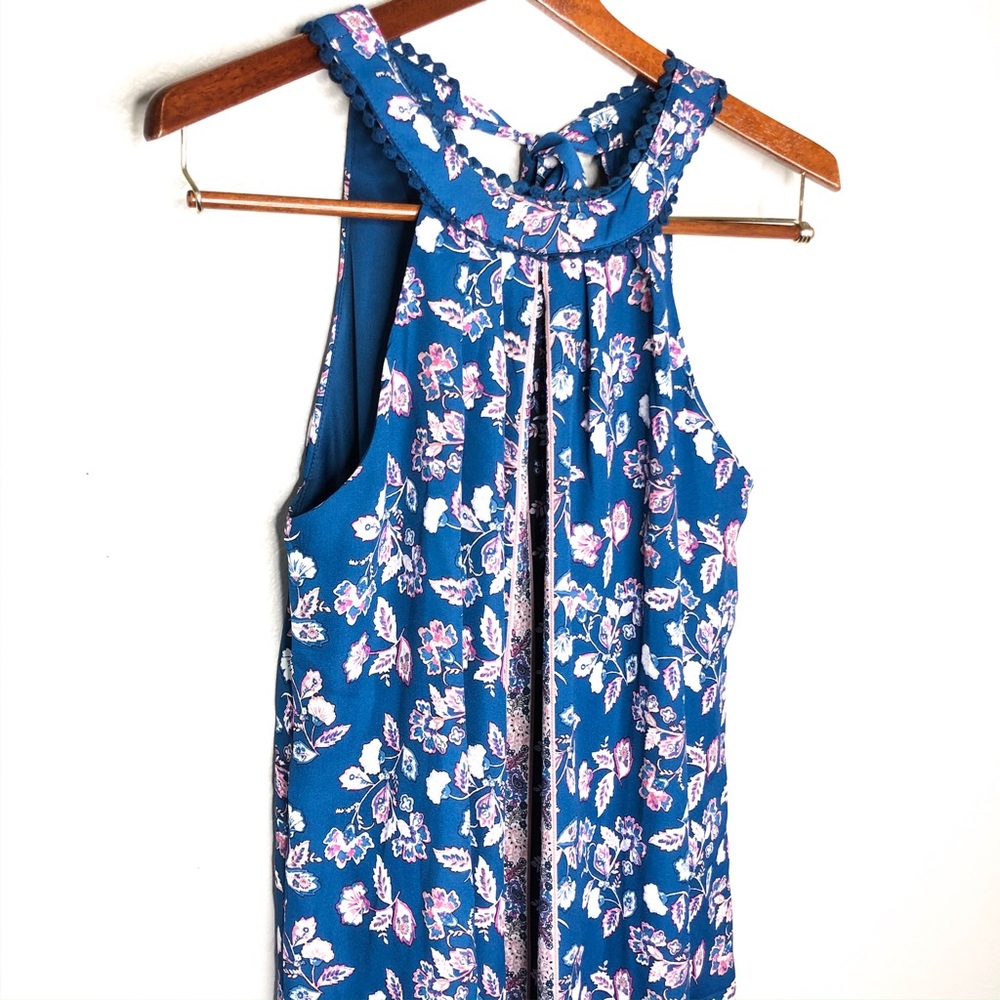 Blue Rain Floral High Neck Dress - Picture 2 of 5